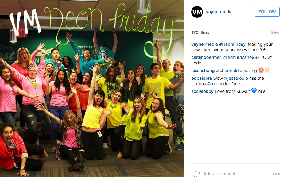 Vayner Media celebrating Fridays in style, expressed through Instagram